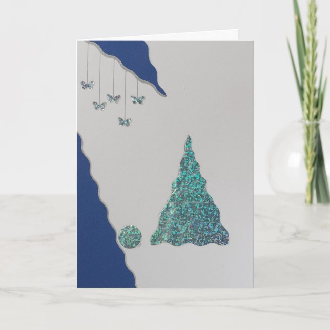 Cartes Pour Fêtes Annuelles Personnaliser l'arbre de Noël et les papillons bri (Devant)
