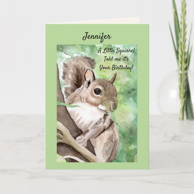 Cartes Pour Fêtes Annuelles Personnaliser le NOM Anniversaire Funny Squirrel C (Devant)