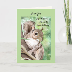 Cartes Pour Fêtes Annuelles Personnaliser le NOM Anniversaire Funny Squirrel C