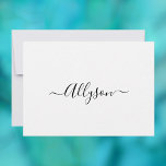 Cartes Pour Fêtes Annuelles Personnaliser le nom et le message en écriture, bl<br><div class="desc">Personnalisez votre nom en texte d'écriture noire et votre message (ou laissez vide) sur fond blanc. Cliquez sur « Personnaliser » pour changer les couleurs et les styles de police.</div>