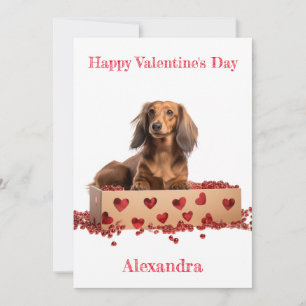 Cartes Pour Fêtes Annuelles Personnaliser Long Hair Dachshund Valentine