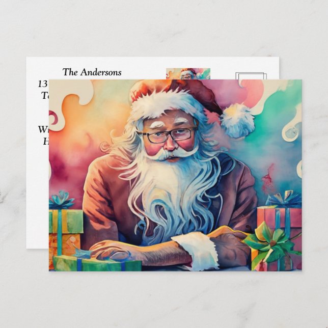 Cartes Pour Fêtes Annuelles Personnaliser Père Noël Whimsical Christmas Journe (Devant / Derrière)