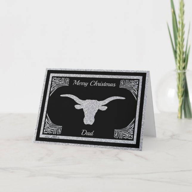 CARTES POUR FÊTES ANNUELLES PERSONNALISER SILHOUETTE DE LONGHORN STEER (Devant)