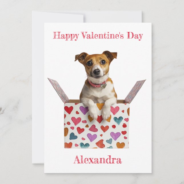 Cartes Pour Fêtes Annuelles Personnaliser Valentine Jack Russell Heart Box (Devant)