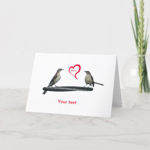 Cartes Pour Fêtes Annuelles Personnaliser Valentines Mockingbirds avec coeur