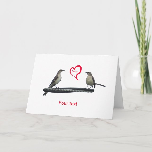Cartes Pour Fêtes Annuelles Personnaliser Valentines Mockingbirds avec coeur (Devant)