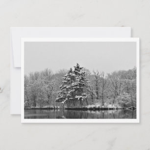 Cartes Pour Fêtes Annuelles Personnalisez Evergreen en hiver en noir et blanc