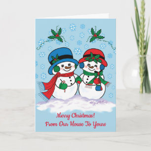 Cartes Pour Fêtes Annuelles Personnalisez M. et Mme Frosty le bonhomme de neig
