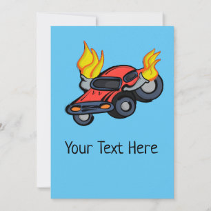 Cartes Pour Fêtes Annuelles Personnalisez votre voiture à flammes de texte