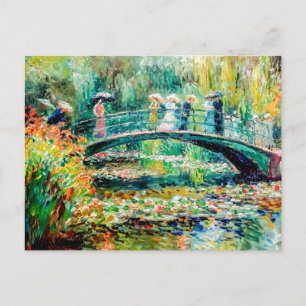 Cartes Pour Fêtes Annuelles Personnes sur le pont de jardin avec nénuphars