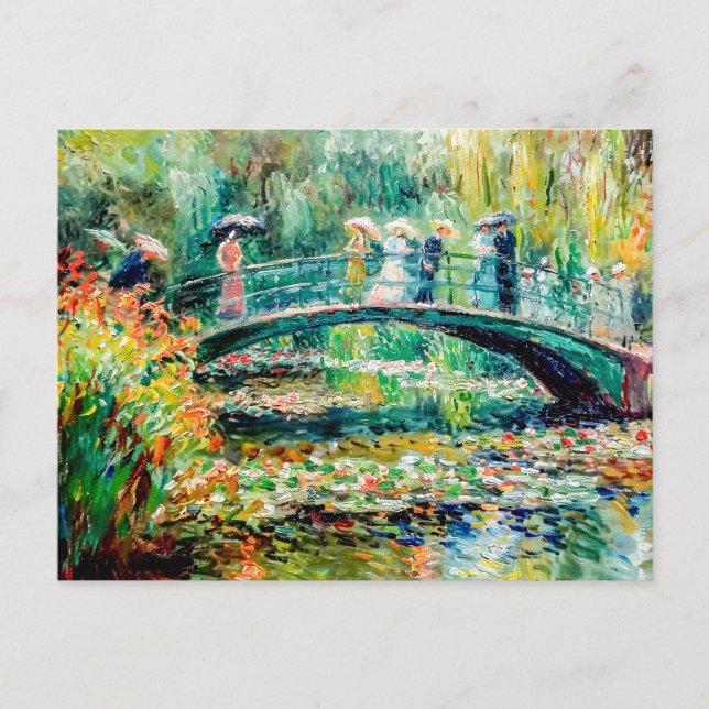 Cartes Pour Fêtes Annuelles Personnes sur le pont de jardin avec nénuphars (Devant)