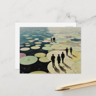 Cartes Pour Fêtes Annuelles Personnes surréalistes marchant sur des nénuphars