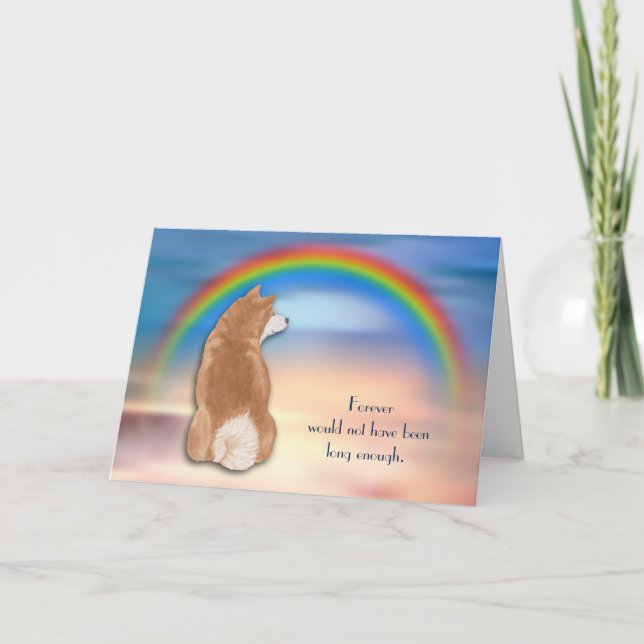 Cartes Pour Fêtes Annuelles Perte de Akita Chien Rainbow Sympathy Card (Devant)
