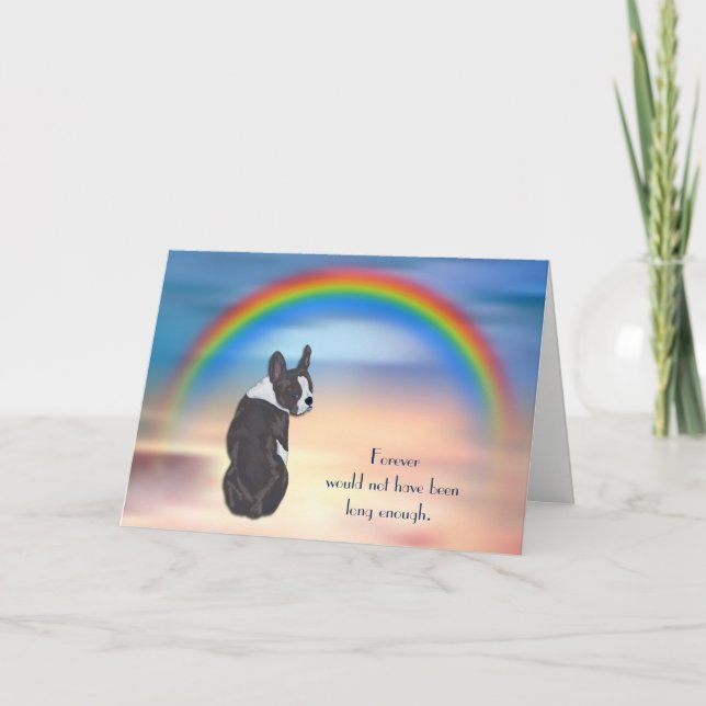 Cartes Pour Fêtes Annuelles Perte de Boston Terrier Rainbow Sympathy Card (Devant)