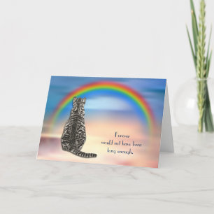 Cartes Pour Fêtes Annuelles Perte de gris Tabby Chat Rainbow Sympathy Card