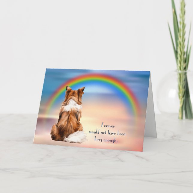 Cartes Pour Fêtes Annuelles Perte de Shetland Sheepdog Rainbow Sympathy Card (Devant)