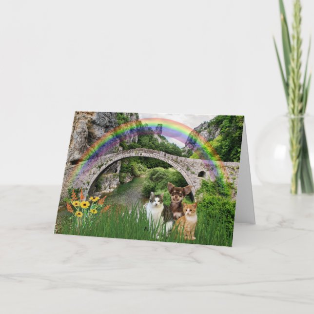 Cartes Pour Fêtes Annuelles Pet chat ou chien Rainbow Bridge Condolence Sympat (Devant)