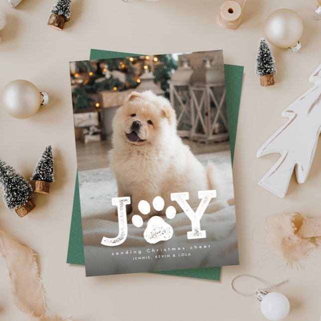 Cartes Pour Fêtes Annuelles Pet Christmas photo mignon simple vert joie (Créateur téléchargé)
