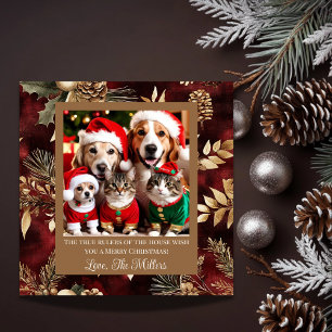 Cartes Pour Fêtes Annuelles Pet Dirigeants de la maison Bourgogne Or avec phot