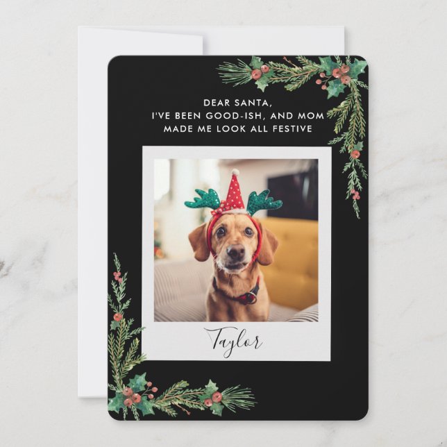 Cartes Pour Fêtes Annuelles Pet Photo Script Funny Dog Christmas (Devant)
