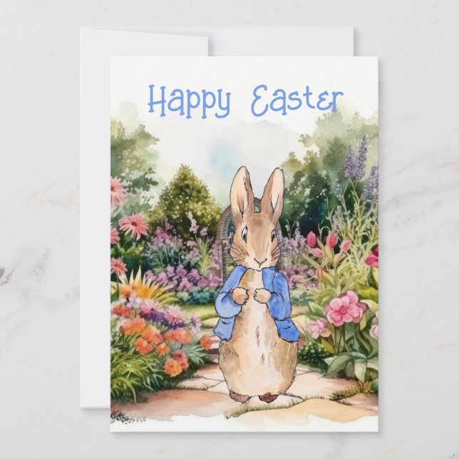 Cartes Pour Fêtes Annuelles Peter le lapin dans son jardin Joyeux Pâques (Devant)