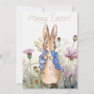 Cartes Pour Fêtes Annuelles Peter le lapin fleurs sauvages Joyeux Pâques