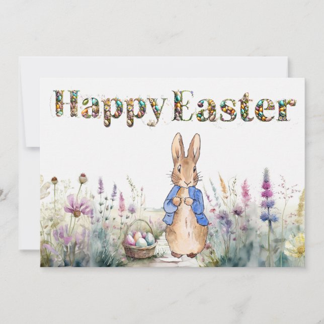 Cartes Pour Fêtes Annuelles Peter le lapin Joyeux Pâques (Devant)
