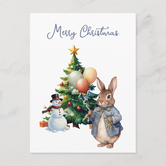 Cartes Pour Fêtes Annuelles Peter le sapin de Noël du lapin (Devant)