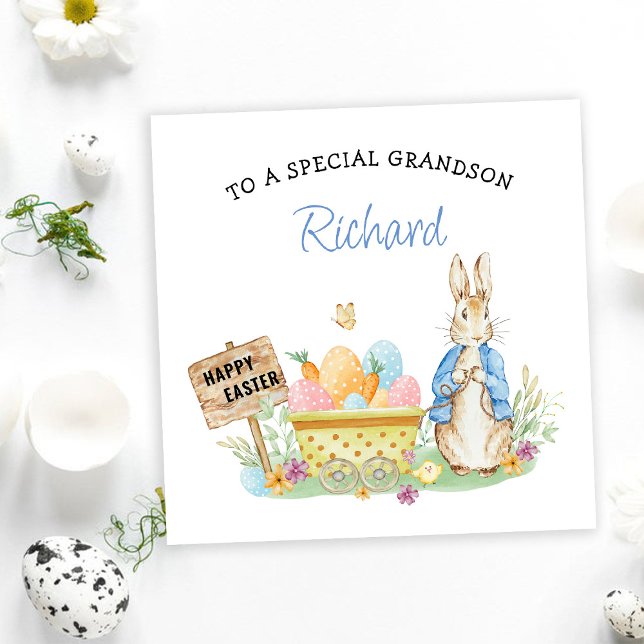 Cartes Pour Fêtes Annuelles Peter Rabbit Joyeux petit-fils de Pâques (Créateur téléchargé)