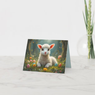 Cartes Pour Fêtes Annuelles Petit agneau de Pâques, forêt, oeufs de Pâques