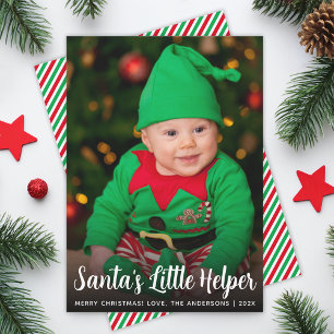 Cartes Pour Fêtes Annuelles Petit Aide de Père Noël Photo de Bébé Mignon Noël