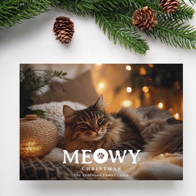 Cartes Pour Fêtes Annuelles Petit Amant Meowy Noël Chat Photo Noël (Créateur téléchargé)