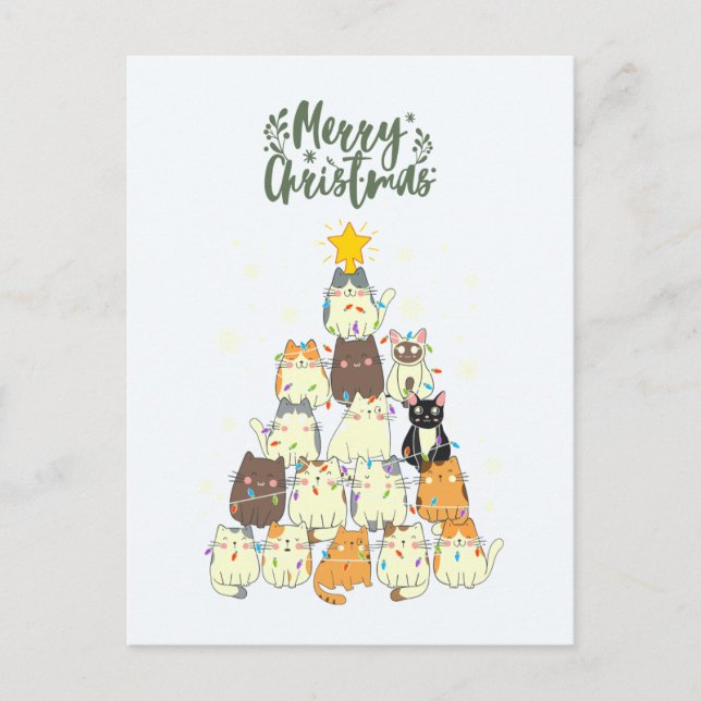 Cartes Pour Fêtes Annuelles Petit arbre de Noël en chats (Devant)