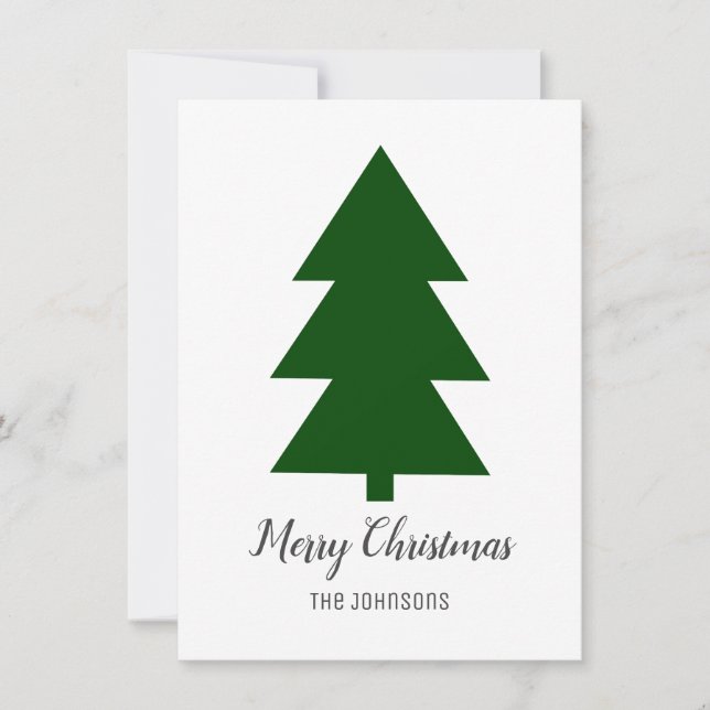 Cartes Pour Fêtes Annuelles Petit arbre de Noël vert propre simple (Devant)