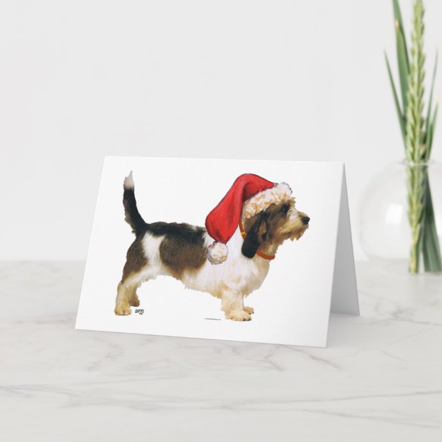 Cartes Pour Fêtes Annuelles Petit Basset Griffon Vendeen Père Noël Helper (Devant)