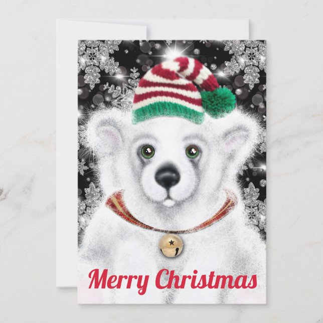 Cartes Pour Fêtes Annuelles Petit bébé ours polaire de Noël, petit ours de Pèr (Devant)
