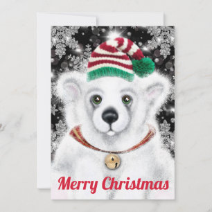 Cartes Pour Fêtes Annuelles Petit bébé ours polaire de Noël, petit ours de Pèr