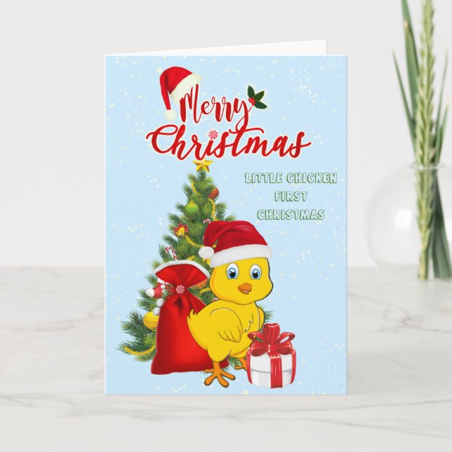 Cartes Pour Fêtes Annuelles Petit bébé poulet Noël (Devant)