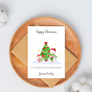 Cartes Pour Fêtes Annuelles Petit bonhomme de neige lapin Noël