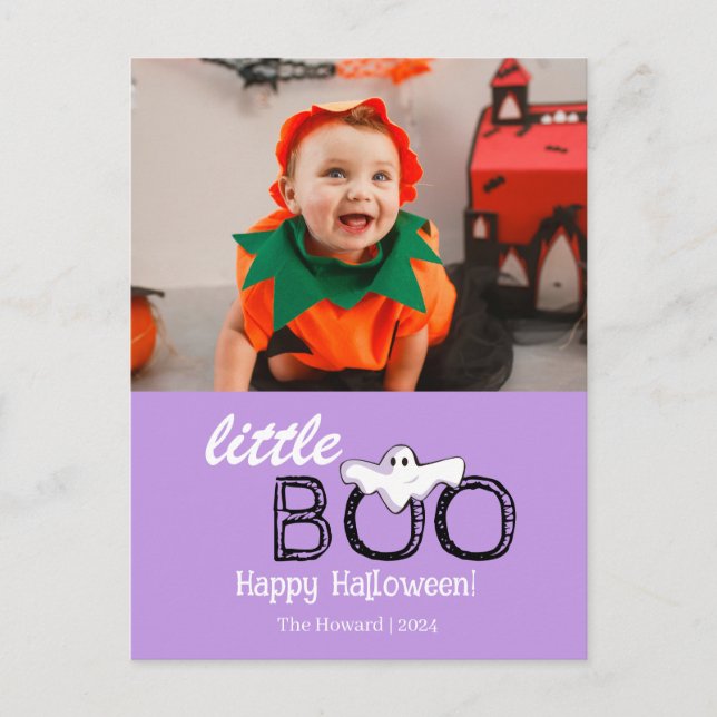 Cartes Pour Fêtes Annuelles Petit Boo ! Éffrayant Cute Halloween Photo de fami (Devant)