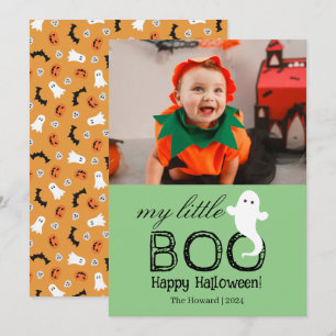 Cartes Pour Fêtes Annuelles Petit Boo ! Éffrayant Cute Halloween Photo de fami