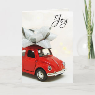 Cartes Pour Fêtes Annuelles Petit Bug avec Bow, Petite voiture jouet, Noël
