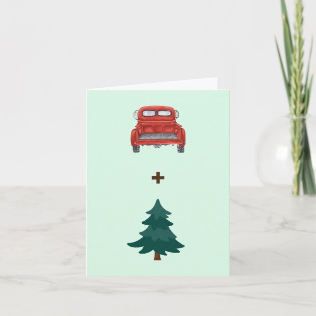 Cartes Pour Fêtes Annuelles Petit Camion rouge avec sapin de Noël (Devant)