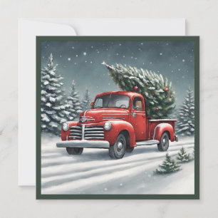 Cartes Pour Fêtes Annuelles Petit Camion Rouge Haussage Arbre de Noël