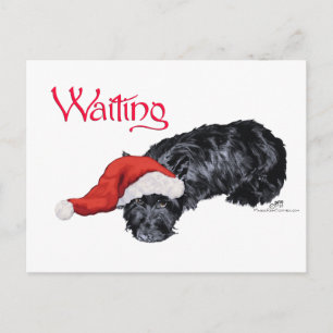 Cartes Pour Fêtes Annuelles Petit chien Scottie attendant le Père Noël