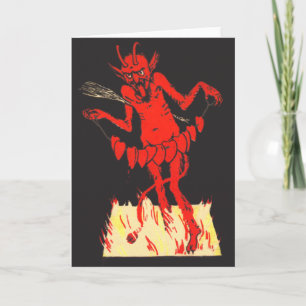 Cartes Pour Fêtes Annuelles Petit coeur de diable de Krampus sur une ficelle