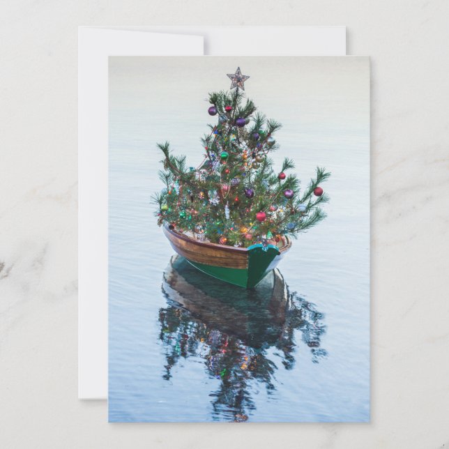 Cartes Pour Fêtes Annuelles Petit dory avec sapin de Noël (Devant)