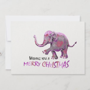 Cartes Pour Fêtes Annuelles Petit éléphant blanc Arrière - plan peint Noël