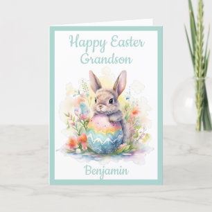 Cartes Pour Fêtes Annuelles Petit-fils Joyeux oeuf de lapin de Pâques mignonne