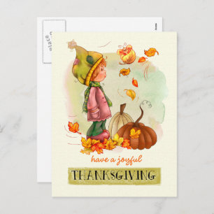 Cartes Pour Fêtes Annuelles Petit garçon et papillon Thanksgiving